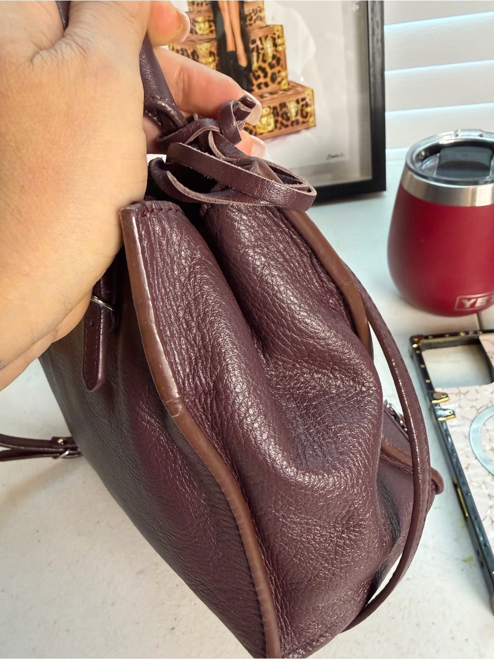 Balenciaga Papier Mini A4 Tote Burgundy Leather Crossbody - Picture 5 of 15